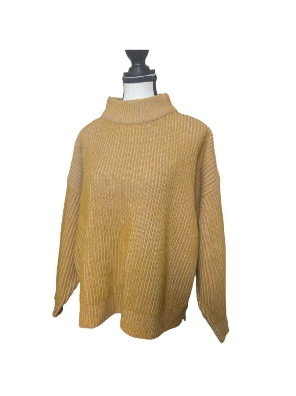 Topshop Mustard Yellow & Pink Turtleneck Oversized Sweater Cabincore Sz 4–6 (US)